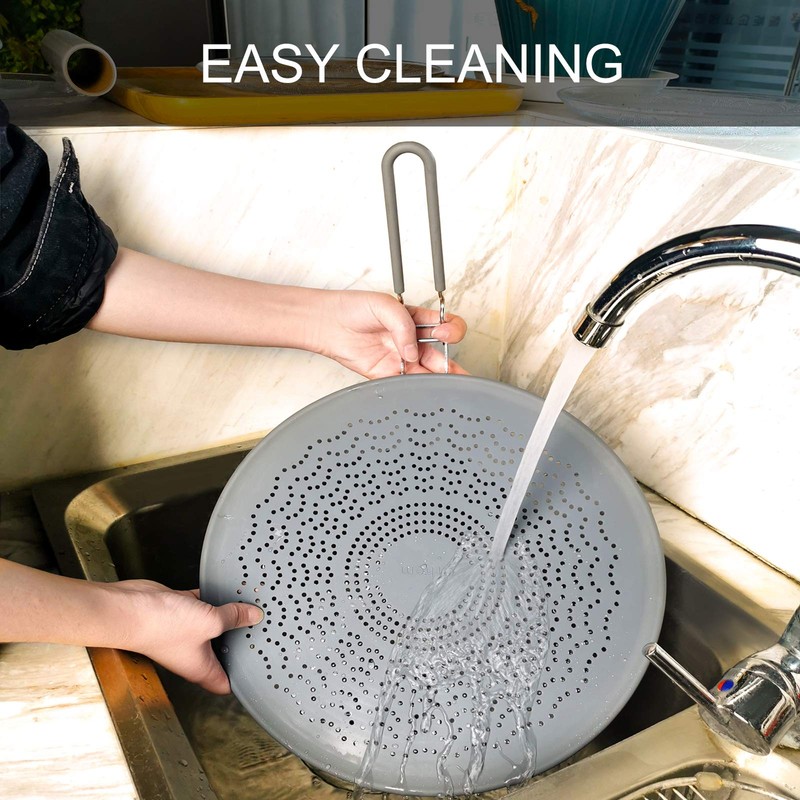 13” Silicone Splatter Screen Pan Cover with Folding Handle, Heat