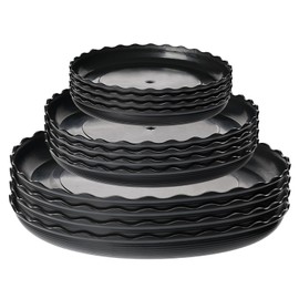 12 Pack Plastic Plant Saucer, Round Flower Plant Trays Wave Drainage Tray for Pots Base, Heavy Duty Plant Pot Saucers for Indoor Outdoor Home Garden Plant - Black, 6/7.8/10 Inch
