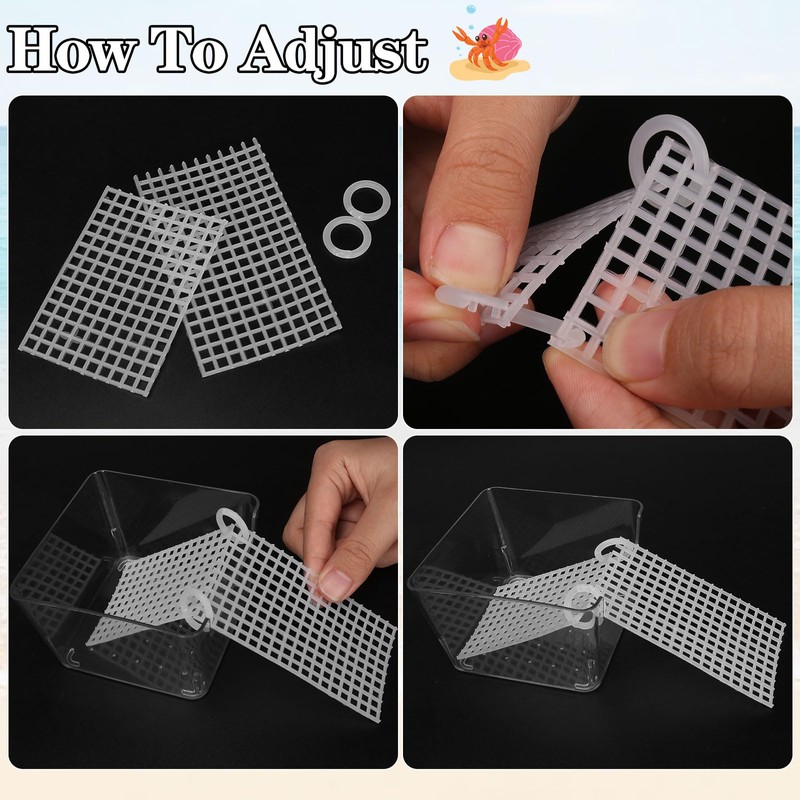 Dexspoeny Transparent Hermit Crab Water Tanks with Mesh Climbing Ramp