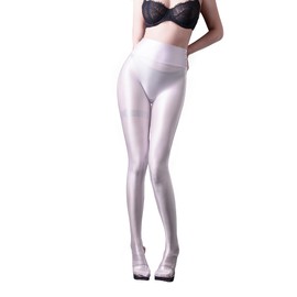 SOFSOT Ultra Sheer Workout Leggings Shiny Tights for Women Control Top to Waist Pantyhose Tummy Control Glossy Panty Hose, White, XXL