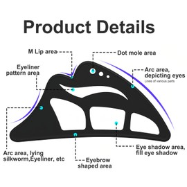 2PCS Eyeshadow Stencils - Reusable Eye Makeup Aid Tool, Cat Eyeliner Stencil Guide, Quick Make-Up Stencils, Eyeshadow Assistant for Eyes with Brush