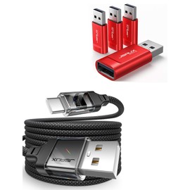 JSAUX Data Blocker 4-Pack & USB C Charge-Only Cable 6.6ft