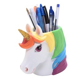 Colorful White Unicorn Pencil and Pen Holder, Unique Desk Accessory, Whimsical Office Supply, 5 Inches