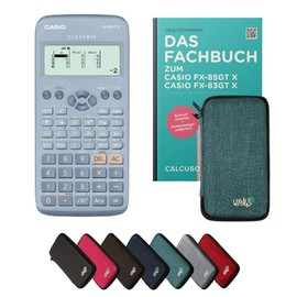 Casio fx-83GT X with Protective Case Turquoise & Book (64 Pages, DIN A5) - Scientific Calculator - Smart Set