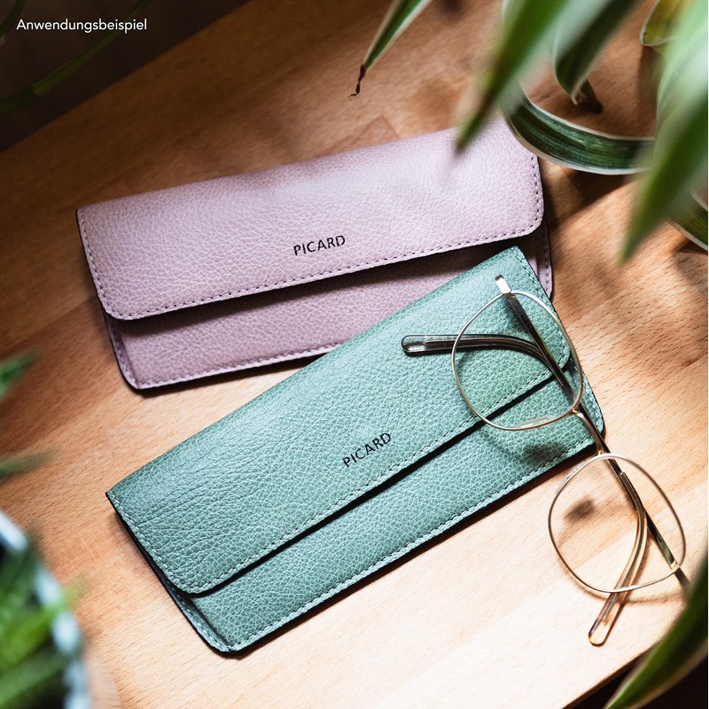 Picard Women's Glasses Case Button Real Leather Medium with Press