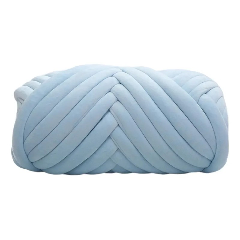 Terciopelo Chunky Yarn Arm Knitting Pet Bed Azul Claro