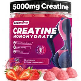 Creatine Gummies, 5000mg Creatine Monohydrate Gummies for Women, 120 Count (30 Servings), Vegan, No Added Sugar, Supports Strength & Recovery