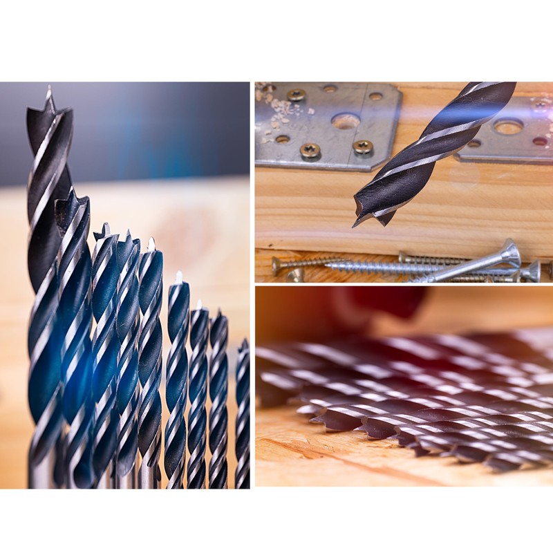 NordWolf 12-Piece Brad Point Wood Drill Bit Set for Carpenter