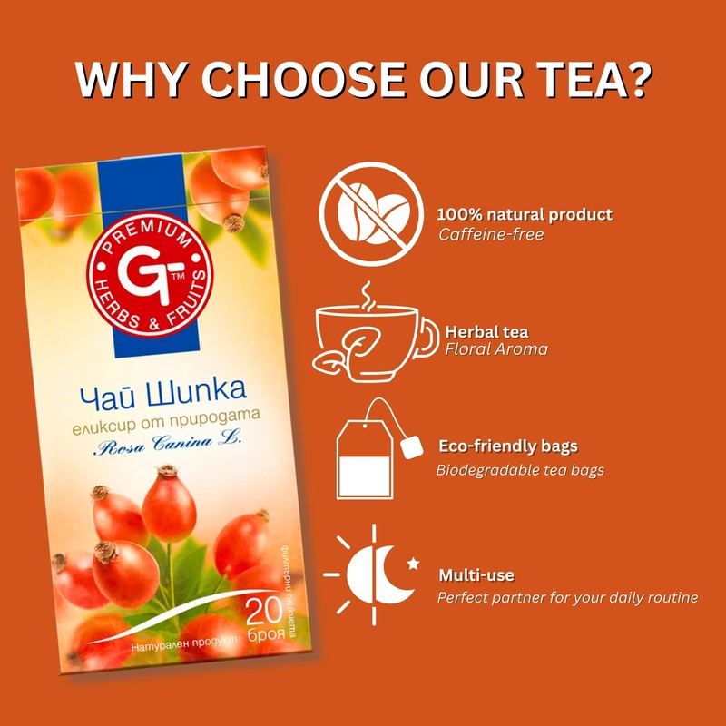 Premium GT Herbs & Fruits Rosehips 20 Tea bags