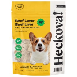Heckova! Beef Lover - Freeze Dried Beef Liver Dog Treats - Single Ingredient Human Grade Raw Beef Liver Bites for Training, Meal Topper, No Additives, High Protein, 31g Per Cup, 14oz Bag