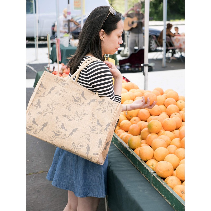 KAF Home Jute Market Tote Bag, Leopard Print, Durable Handle,