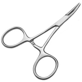 May - Mini Clamp - Length: 9.5 cm - Curved Tip - Internal Grooved - Stainless Steel