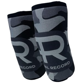 PR Personal Record Premium Elbow Sleeve for Weightlifting Powerlifting and Strength Training, Quality Neoprene Elbow Sleeves Support in Pairs by Larry Wheels (Black Camo, Small)