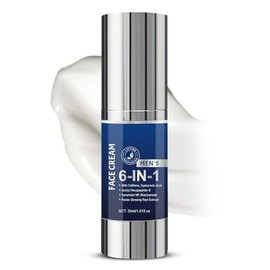 6-In-1 Face Moisturiser for Mens, Mens Moisturiser for All Skin Types, Hydrating Face Cream, with Caffeine & Hyaluronic Acid, 30ml