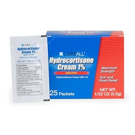 CareAll CareAll Hydrocortisone Cream 1% (25 Pack), 0.9gr Foil Packet, Maximum Strength Formulation, Anti-Itch Rash Skin Cream Relieves Itching, Redness, Eczema, Insect Bites, Poison Ivy, and Psoriasis