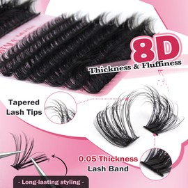 280pcs Fluffy Individual Eyelashes 80D+100D Thick Cluster Lashes Wispy Lashes Individual Cluster 8-16mm Eyelash Clusters Dramatic Eyelashes Individual Russian D Curl Lash Extensions by Goddvenus