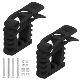Pack of 2 shovel holders, 5/8 inch - 2-1/4 inch rubber mounting clamp with four pull tabs, bicycle carrier accessories, tool holder for cables, tools, off-road, household (black)