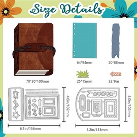 DELORIGIN 3D Diary Cutting Dies Made of Carbon Steel Retro Label Stencils Scrapbooking Embossing Stencils Cutting Dies 2025 for Card Making Invitation Photo Album Decor