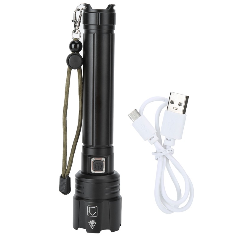 P90 Super Bright IPX4 Waterproof LED Flashlight USB Charging Zoom