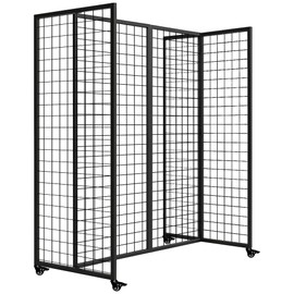 Grid Wall Panels, Grid Wall with Wheels,4x5.5Ft Gridwall Panel Display Stand,Sturdy Art Display Panels, Grid Display Stand, Black