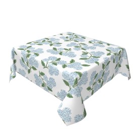 Blue Floral Tablecloth Square 60 Inch Blue Hydrangea Floral Table Cloth Polyester Fabric Vintage Spring Summer Flowers Farmhouse Table Cover for Kitchen Party Picnic Outdoor Decor