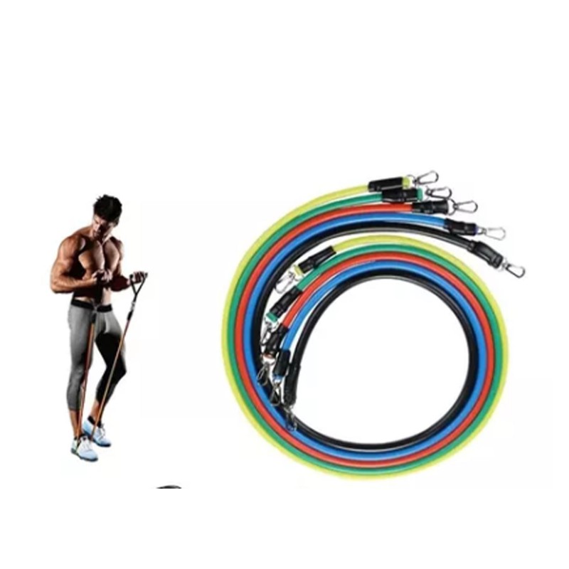 16PCS Exercise Tube Band 5 Colors TPE Stretchy Stackable Resistance