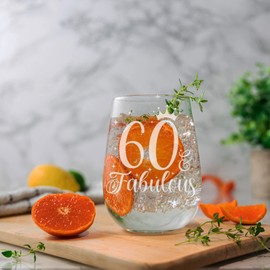 Always Looking Good 60th birthday gifts for women 60 & fabulous engraved stemless gin glass present for 60 year old ladies stemless gin glass laser engraved elegant stemless 60th gin glass