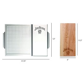 Jim Beam Cedar Plank Grill Topper Set Silver Accessory JB0162