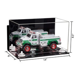 Better Display Cases Versatile Acrylic Display Case - Medium Rectangle Box with Mirror, Wall Mount, White Risers and Clear Base 14" x 8" x 8.5" (A011-WR)