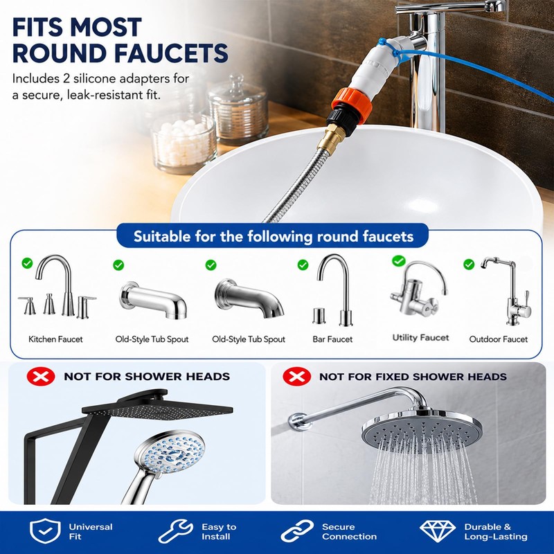 Slip-On Faucet Sprayer Hoses:Dog Bath,Portable (68.5, Inches)