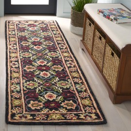 Safavieh Blossom Collection Runner Rug - 8' Runner, Black & Ivory, Contemporary Design, Ideal for High Traffic Areas in Hallway, Bathroom & Kitchen (BLM691Z-28)