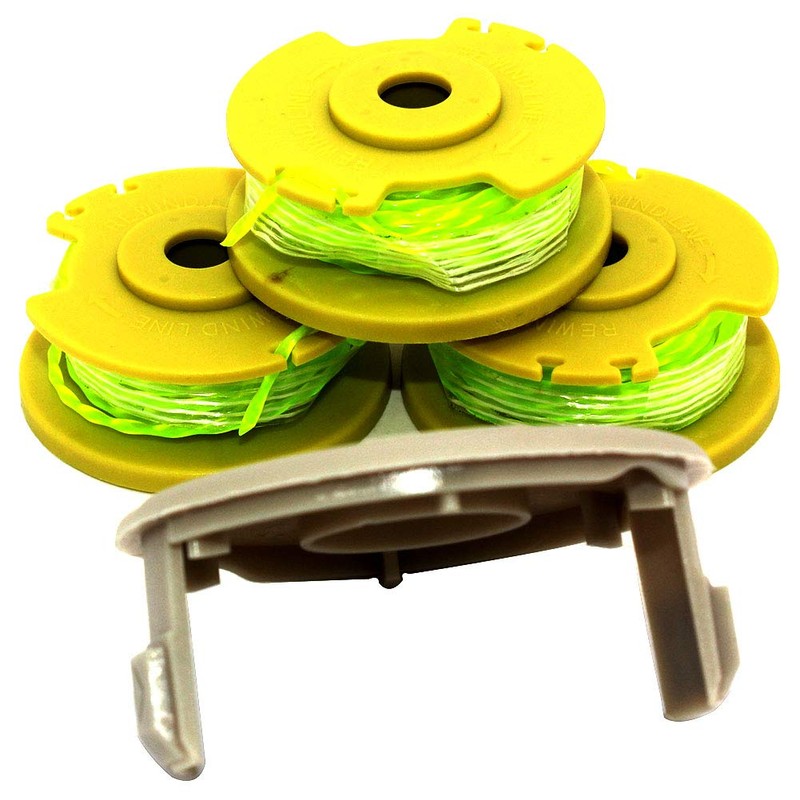 3PKS String Trimmer Spool Line with Cap Replaces Ryobi One