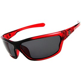Nitrogen Men's Rectangular Sports Wrap 65mm Polarized Sunglasses, Red, Medium