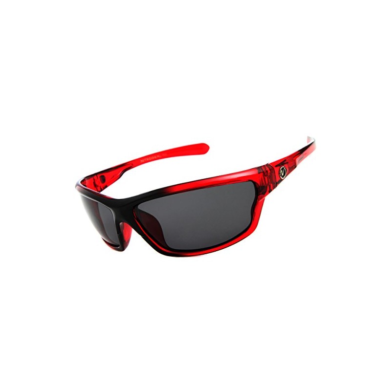 Nitrogen Men's Rectangular Sports Wrap 65mm Polarized Sunglasses, Red, Medium