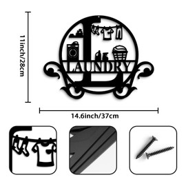 Pigort Laundry Room Wall Decor, Vintage Metal Laundry Sign Wall Art for Modern Home, Kitchen, Bathroom Hanging Decoration 11x14.5 INCH