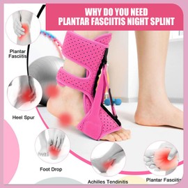 ANSUSIC Plantar Fasciitis Night Splint-Upgrade 3 Adjustable Planters Facetious Relief Brace,Plantar Fasciitis Relief Women Men Straps,Support Relief Foot Drop Achilles Tendonitis Day Night(Pink-2PC)