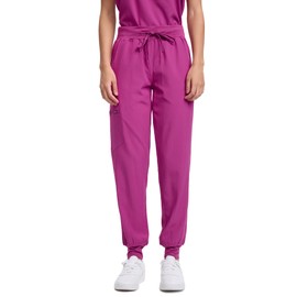 floralhue Scrubs for Women, Stretchy Yoga Pants with 5 Pockets, Cargo Jogger Scrub Pants for Women, Azalea Pink, XL