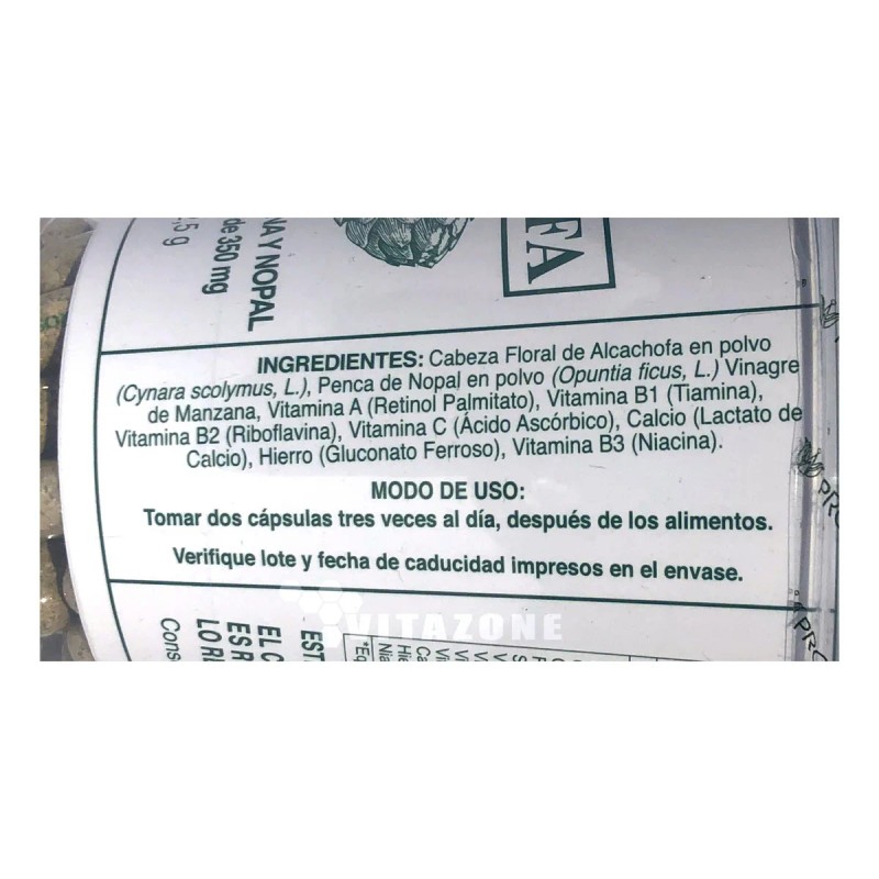 Alcachofa 150 Cáps Vinagre De Manzana Y Nopal Prosa. Sabor