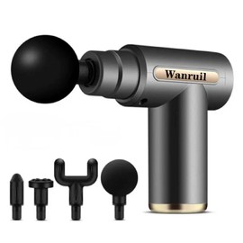 WANRUIL Massage Gun, Percussion Deep Tissues Muscle Massager, Travel Massage Gun, Compact Sports Massager, Portable Handheld Massager for Office Gifts for Her, Home, Athletes (Grey)