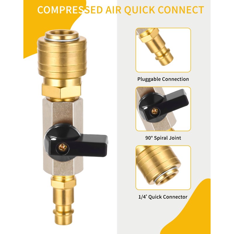 TIDEVAN Compressed Air Handle, Quick Coupling for Compressed Air, 1/4