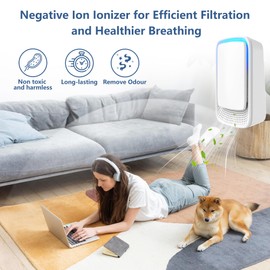 Mini Plug-In Air Ionizer for Home - No Filter Needed, Silent 30dB, Releases 40-100M Ions/Min, Ultra Slim, Saves Energy in Bedroom/Office(4 Pack）