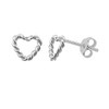 Sterling Silver Tiny Twisted Open Heart Stud Earrings