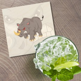 Unbranded Angry Rhino Animal 4'' X 4'' Square Wooden Coaster