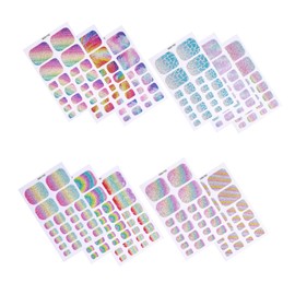 Vaguelly 11pcs Rainbow Glitter Toenail Stickers Easy to Apply Full Toe Nail Wraps for Summer Fashion Party Looks Dazzling Nail Art Decals for Women