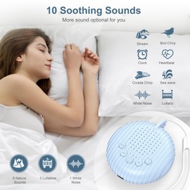 Ankilo White Noise Machine Baby, Tragbare Weißes Rauschen Soundmaschine, Kinder & Erwachsene Einschlafhilfe, Geräuschmaschine mit 10 beruhigende Klänge, Timer & Speicherfunktionen Blau