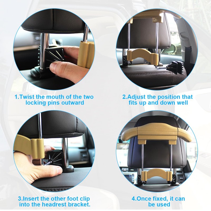 Bittwee Multifunctional Retractable Automotive Headrest Back Seat Coat Hanger Hook