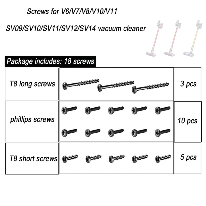 Frexusuent 18 Pcs Screws for Dyson V6 V7 V8 V10