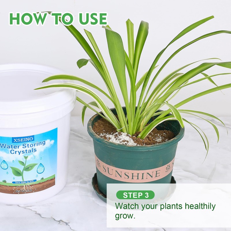 XSEINO 5LB Water Storing Crystals for Plants, Water Gel Solves