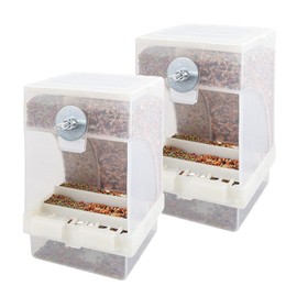 Paquete de 2 comederos automáticos para pájaros, alimentadores de loros, accesorios para alimentador, caja automática integrada periquitos, canarios, cacatata (2 unidades)