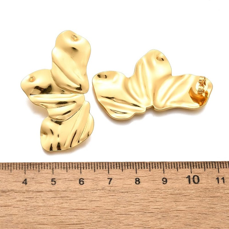 Pendientes Dorados con Diseño de Media Flor, Acero Inoxidable, 4,4